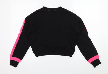Primark Womens Black Striped Knit Pullover Jumper Size 6