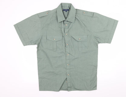 Mens UK Size M Easy Green  Button-Up Short Sleeve Casual Shirt