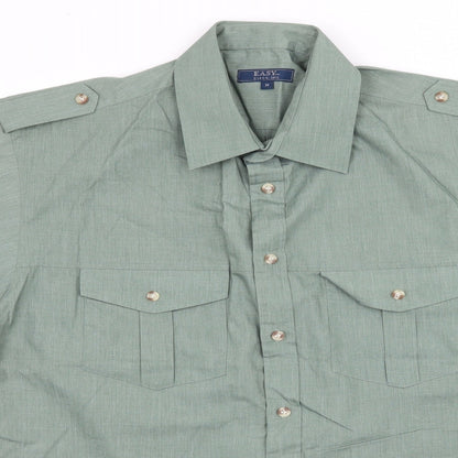 Mens UK Size M Easy Green  Button-Up Short Sleeve Casual Shirt