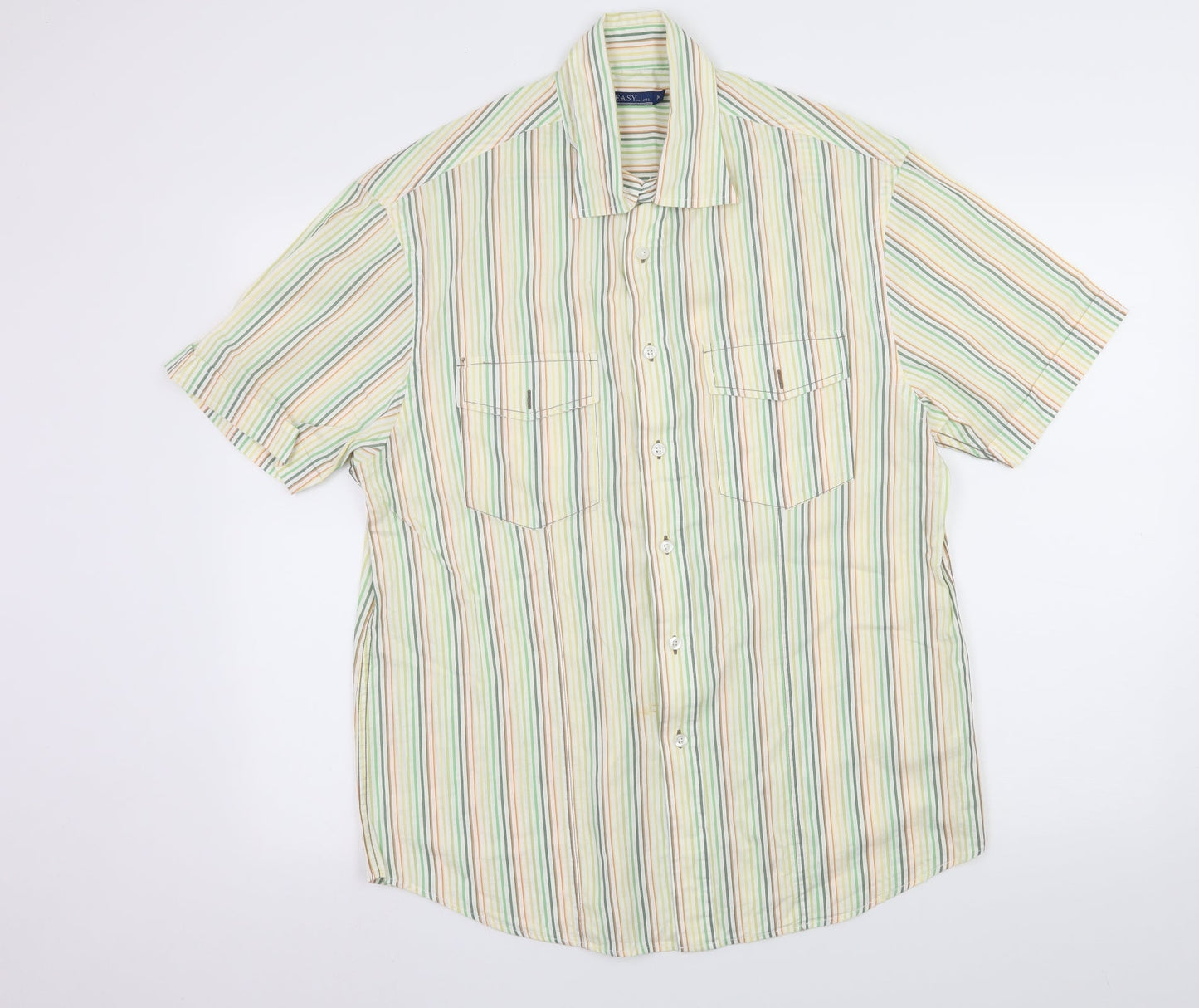 Mens UK Size M Easy Yellow  Button-Up Short Sleeve Casual Shirt