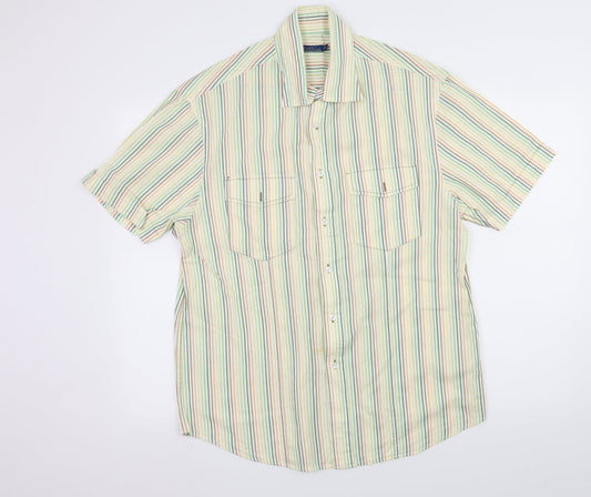 Mens UK Size M Easy Yellow  Button-Up Short Sleeve Casual Shirt