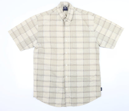 Cotton Traders Mens Beige Check   Button-Up Size M