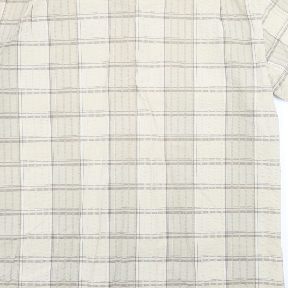 Cotton Traders Mens Beige Check   Button-Up Size M