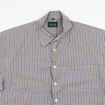 Wolsey Mens Blue Check   Button-Up Size M