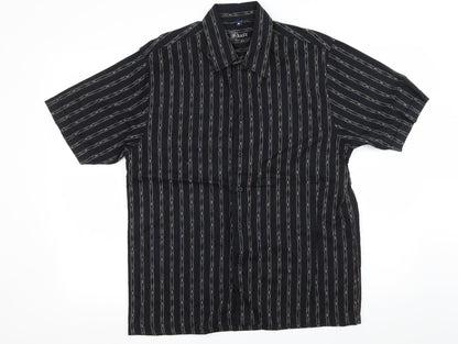 Mens UK Size M Easy Black  Button-Up Short Sleeve Casual Shirt