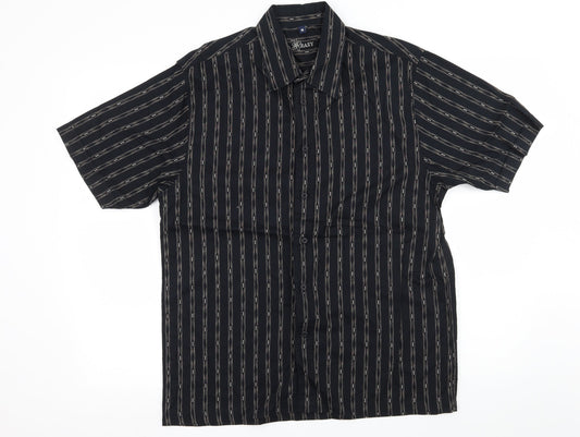 Mens UK Size M Easy Black  Button-Up Short Sleeve Casual Shirt