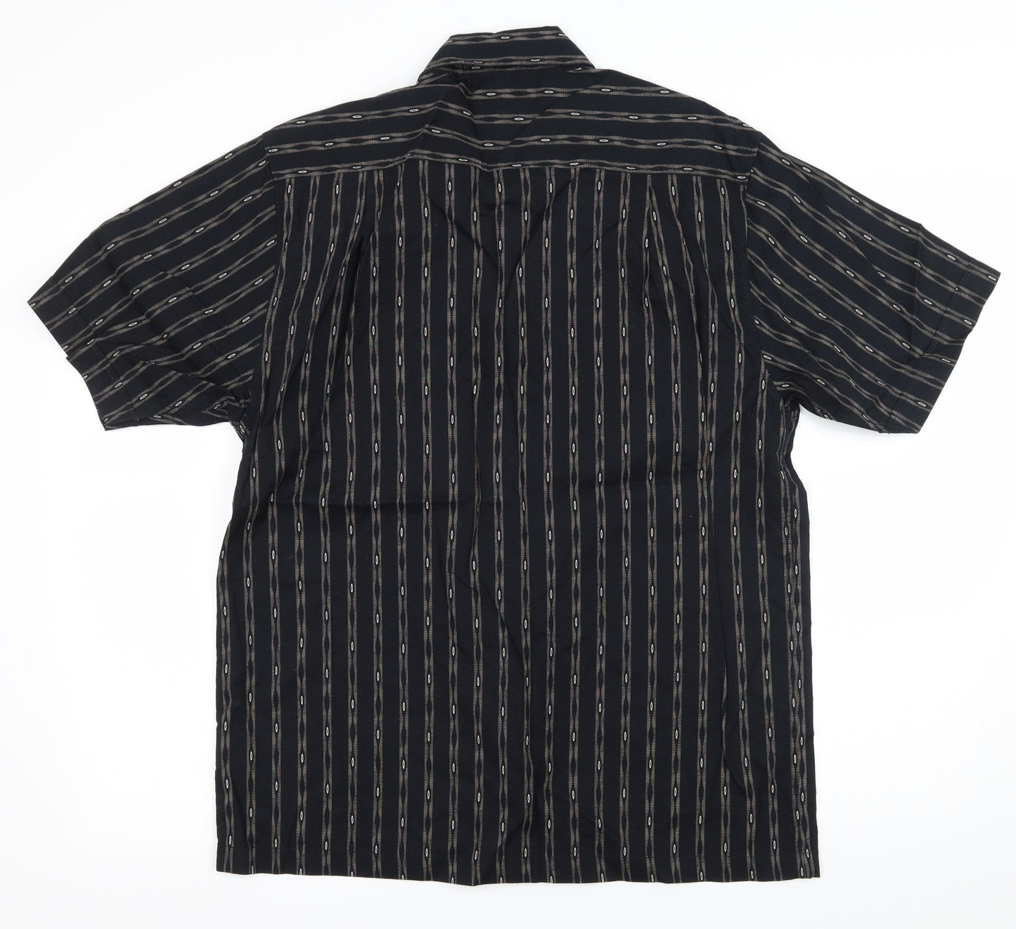 Mens UK Size M Easy Black  Button-Up Short Sleeve Casual Shirt