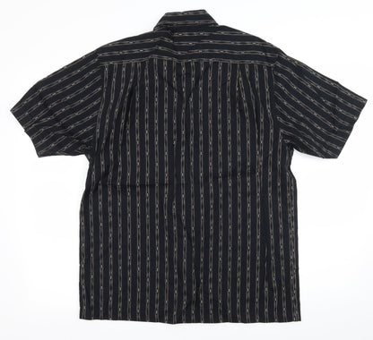 Mens UK Size M Easy Black  Button-Up Short Sleeve Casual Shirt
