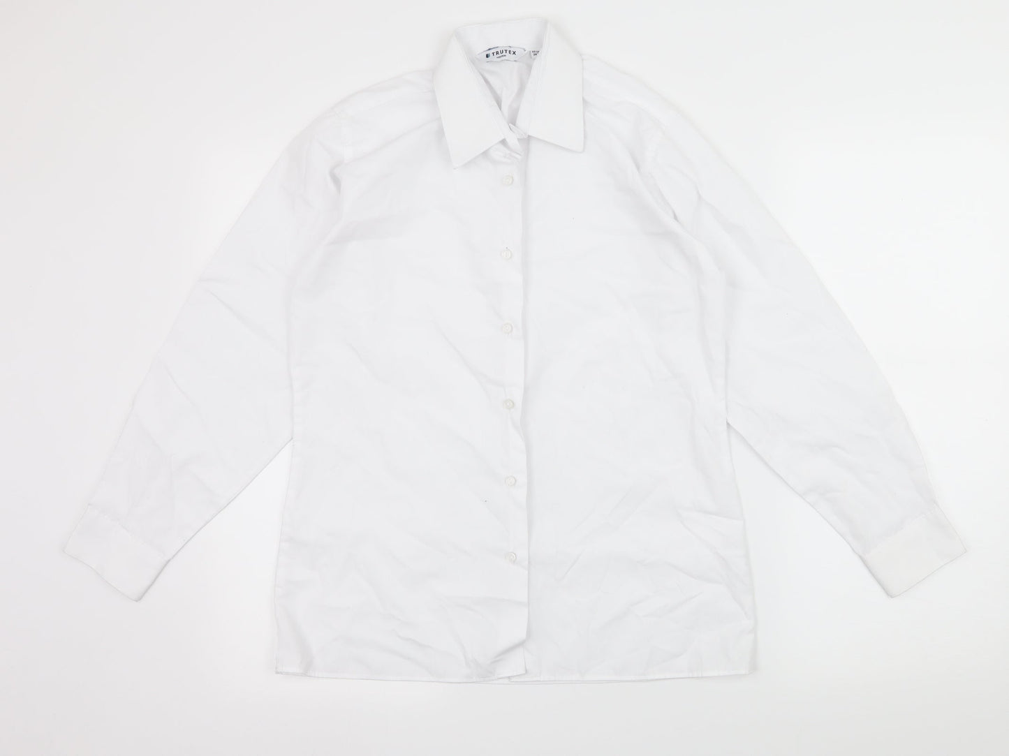 Mens UK Size S Trutex White  Button-Up Long Sleeve Casual Shirt