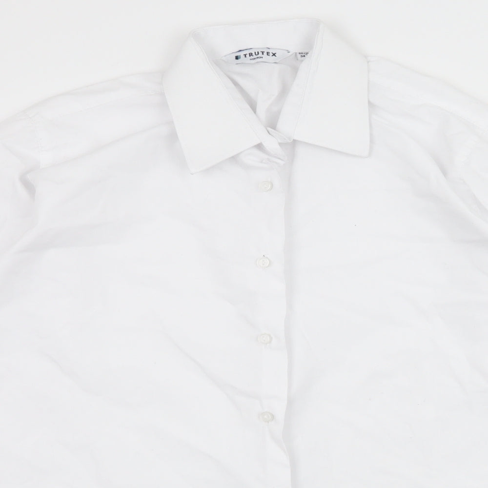 Mens UK Size S Trutex White  Button-Up Long Sleeve Casual Shirt