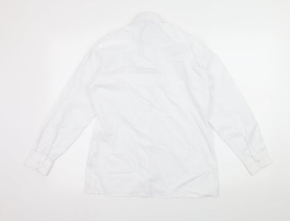 Mens UK Size S Trutex White  Button-Up Long Sleeve Casual Shirt