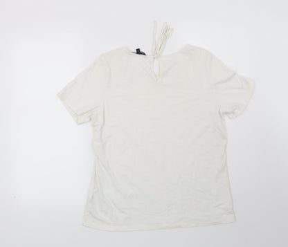 Womens UK Size 10 Bonmarché White Basic T-Shirt