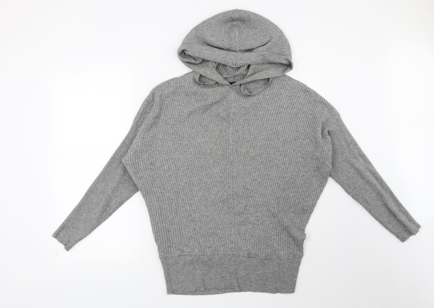 F&F Womens Grey Striped  Pullover Hoodie Size 12