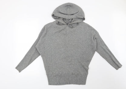 F&F Womens Grey Striped  Pullover Hoodie Size 12