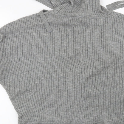 F&F Womens Grey Striped  Pullover Hoodie Size 12