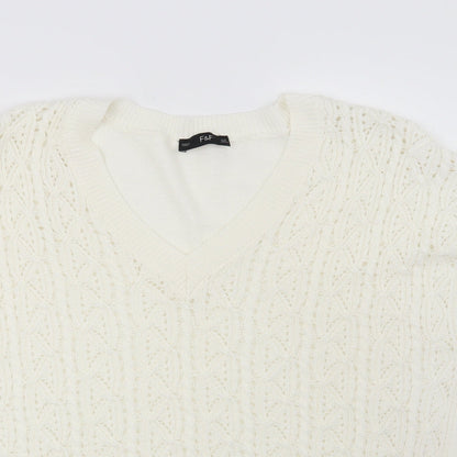 F&F Womens White   Pullover Jumper Size 12