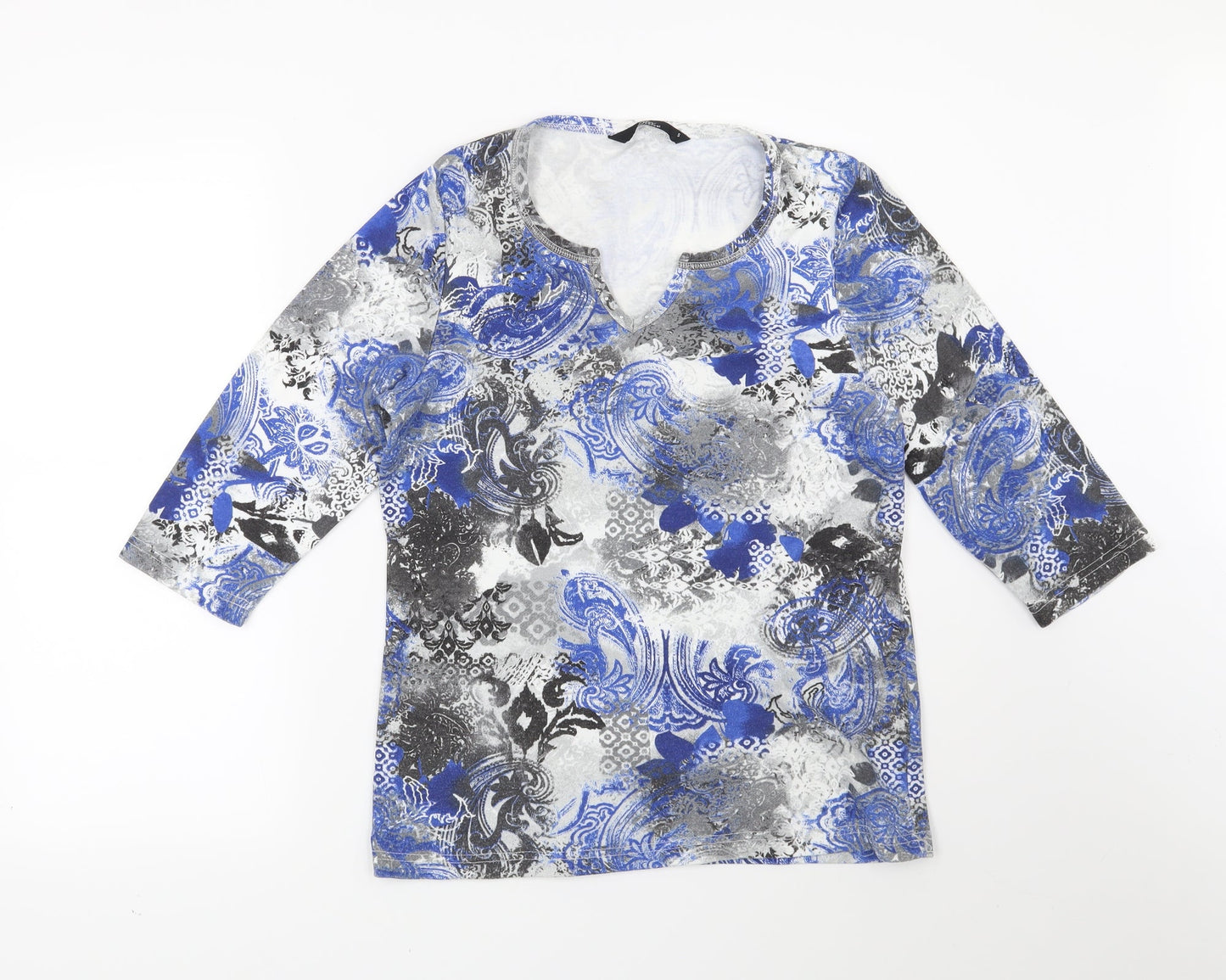 Bonmarché Womens Blue Geometric  Basic Blouse Size S