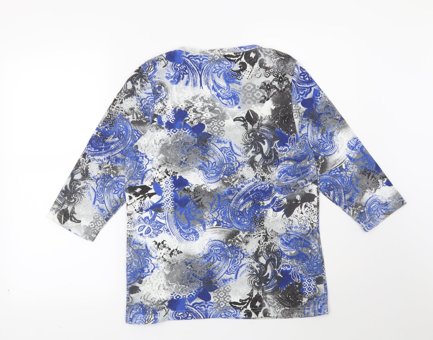 Bonmarché Womens Blue Geometric  Basic Blouse Size S