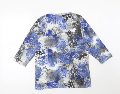 Bonmarché Womens Blue Geometric  Basic Blouse Size S