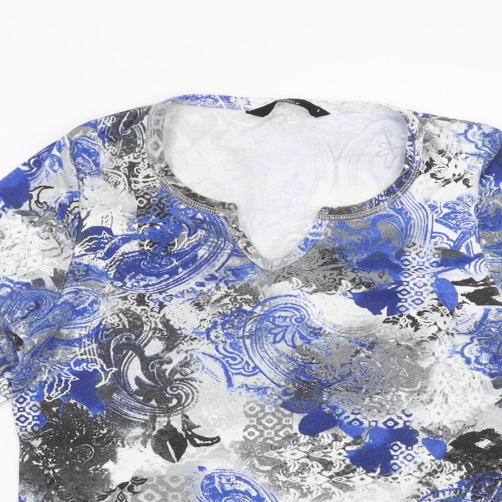 Bonmarché Womens Blue Geometric  Basic Blouse Size S