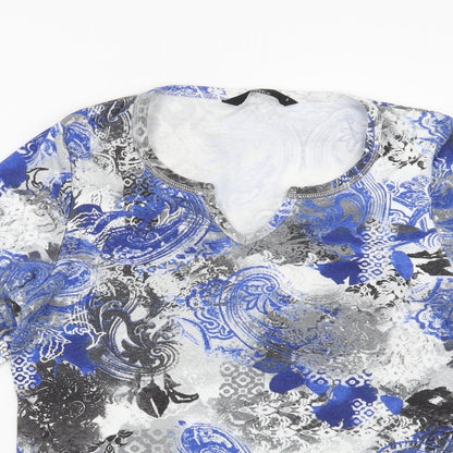 Bonmarché Womens Blue Geometric  Basic Blouse Size S