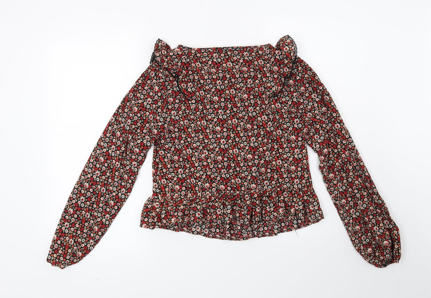 Primark Womens Black Floral  Basic Blouse Size 6