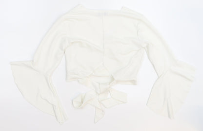 Premier Glam Womens White   Cropped Blouse Size 10