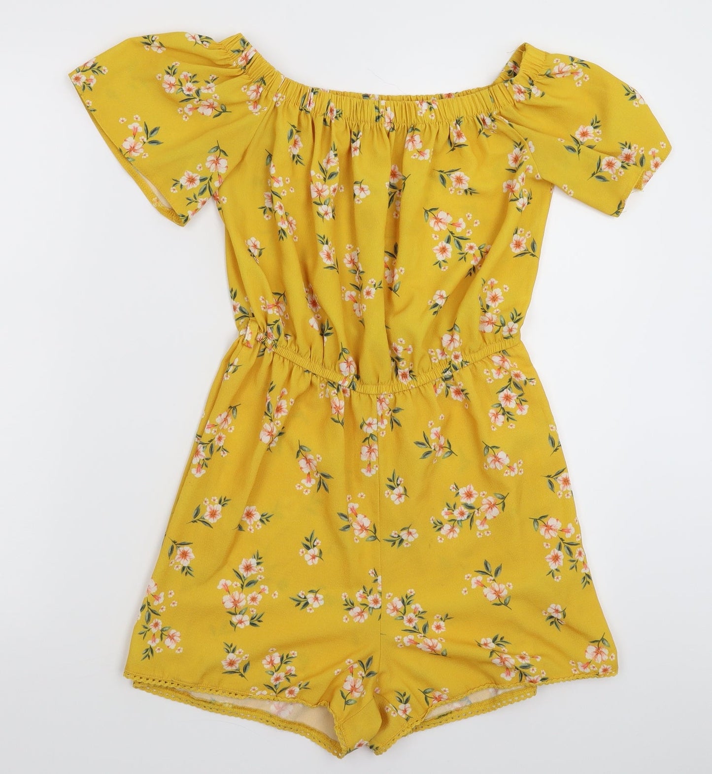 Select Womens Yellow Floral  Jumpsuit One-Piece Size 8