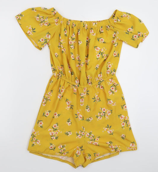 Select Womens Yellow Floral  Jumpsuit One-Piece Size 8