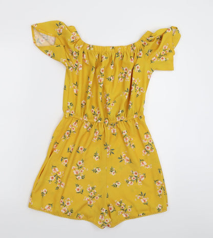 Select Womens Yellow Floral  Jumpsuit One-Piece Size 8