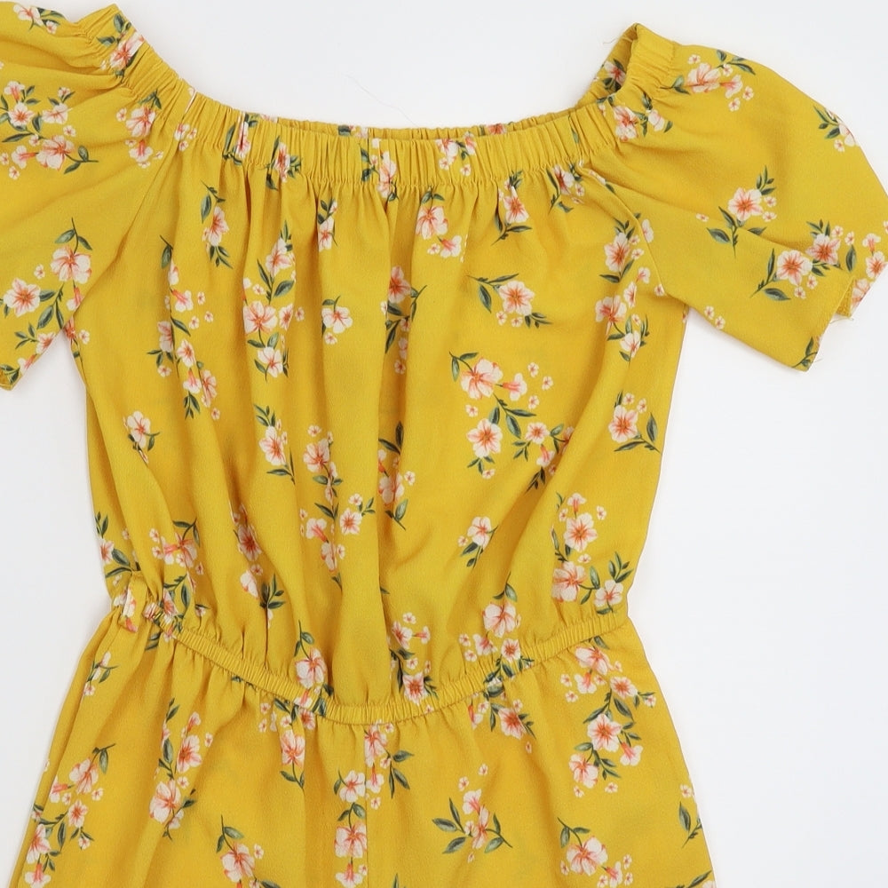 Select Womens Yellow Floral  Jumpsuit One-Piece Size 8