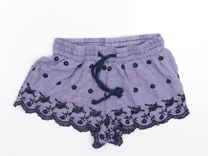 Topshop Womens Purple Check  Sweat Shorts Size 8