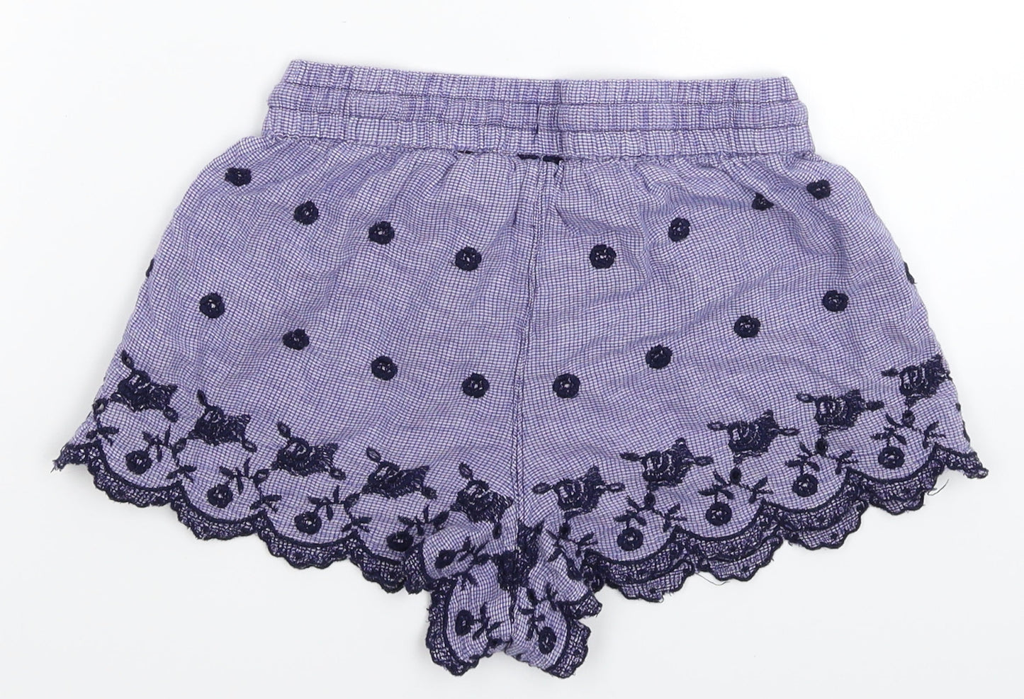 Topshop Womens Purple Check  Sweat Shorts Size 8