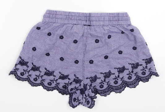 Topshop Womens Purple Check  Sweat Shorts Size 8