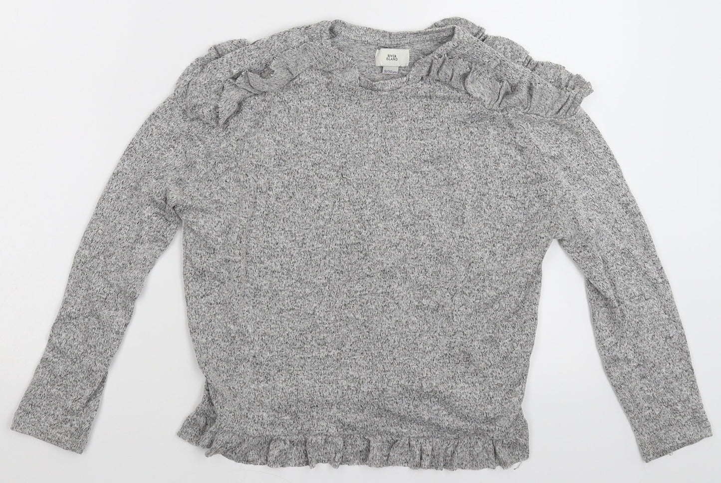 River Island Girls Grey  Knit Pullover Jumper Size 10 Years