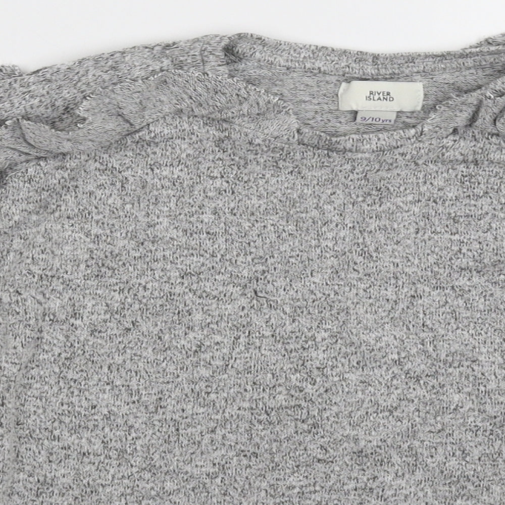 River Island Girls Grey  Knit Pullover Jumper Size 10 Years