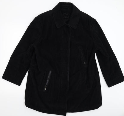 EWM Womens Black  Corduroy Overcoat Coat Size L
