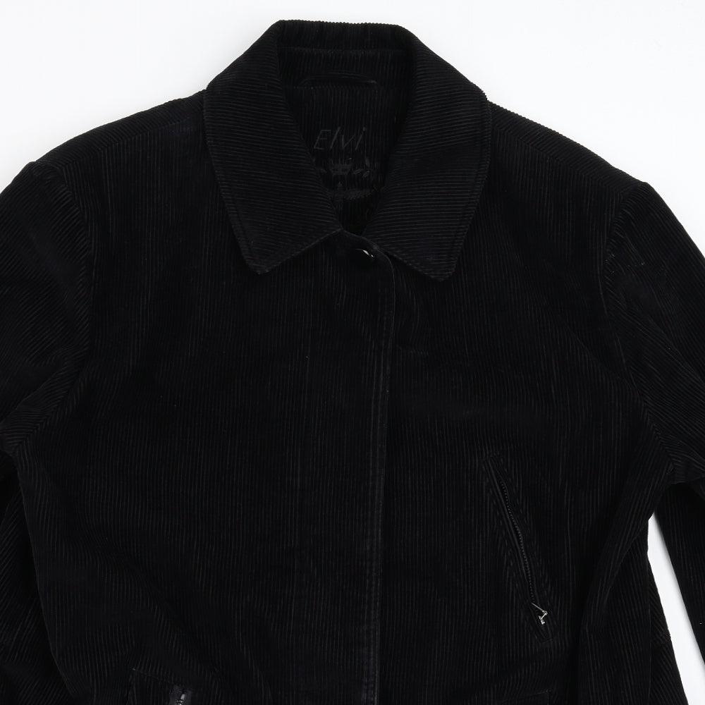 EWM Womens Black  Corduroy Overcoat Coat Size L