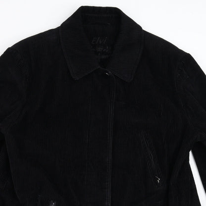 EWM Womens Black  Corduroy Overcoat Coat Size L