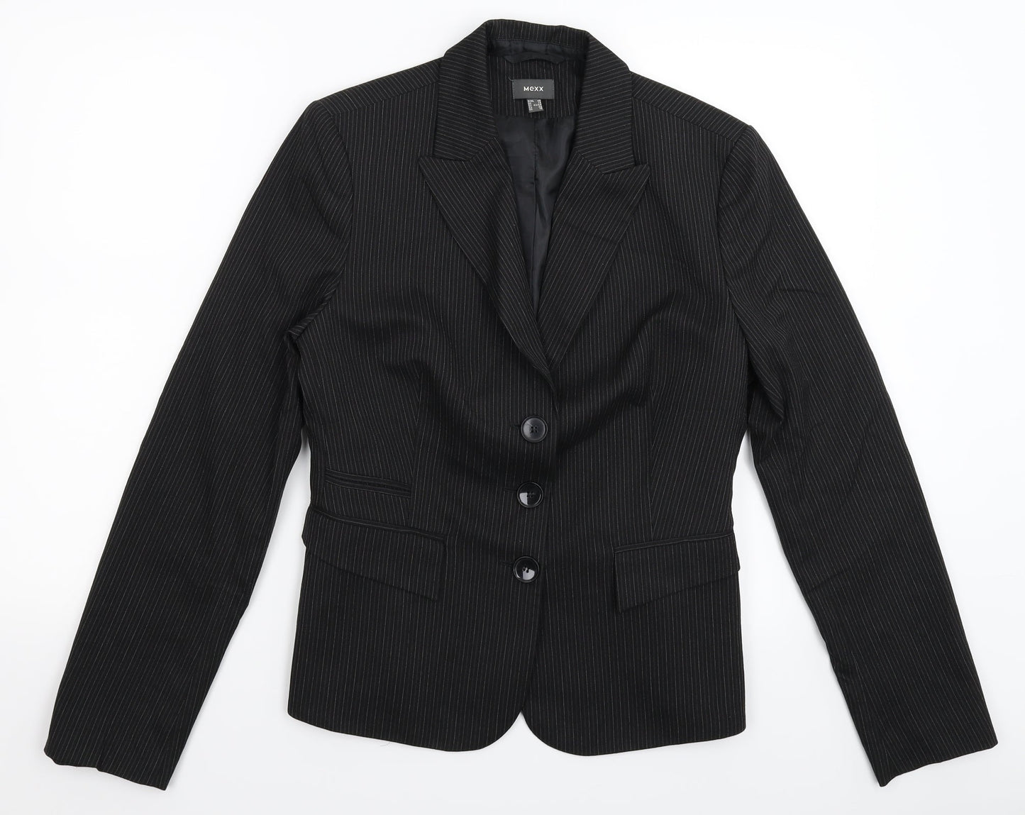 Mexx Womens Black Striped  Jacket Suit Jacket Size 14