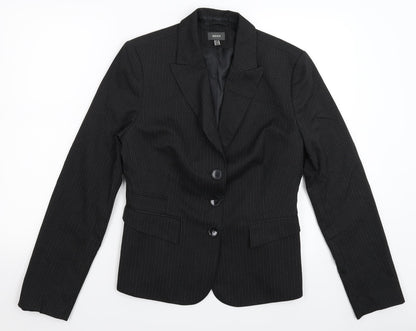 Mexx Womens Black Striped  Jacket Suit Jacket Size 14