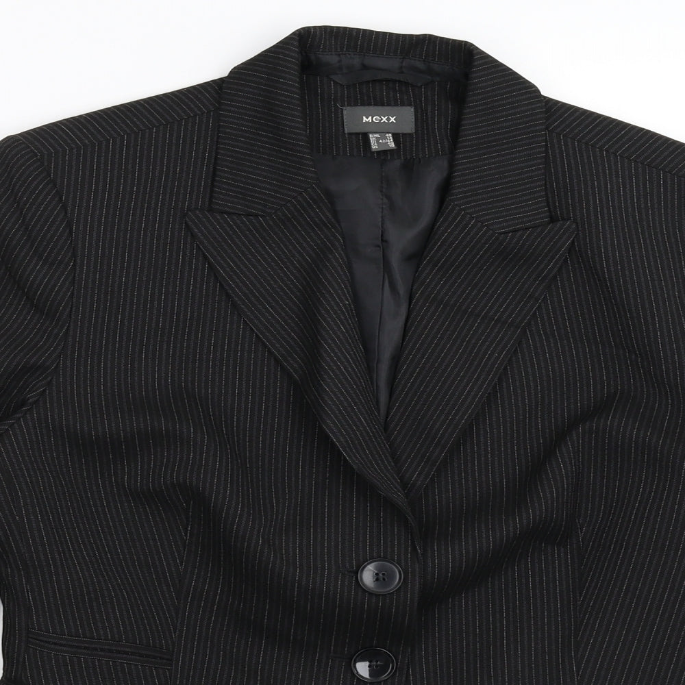 Mexx Womens Black Striped  Jacket Suit Jacket Size 14