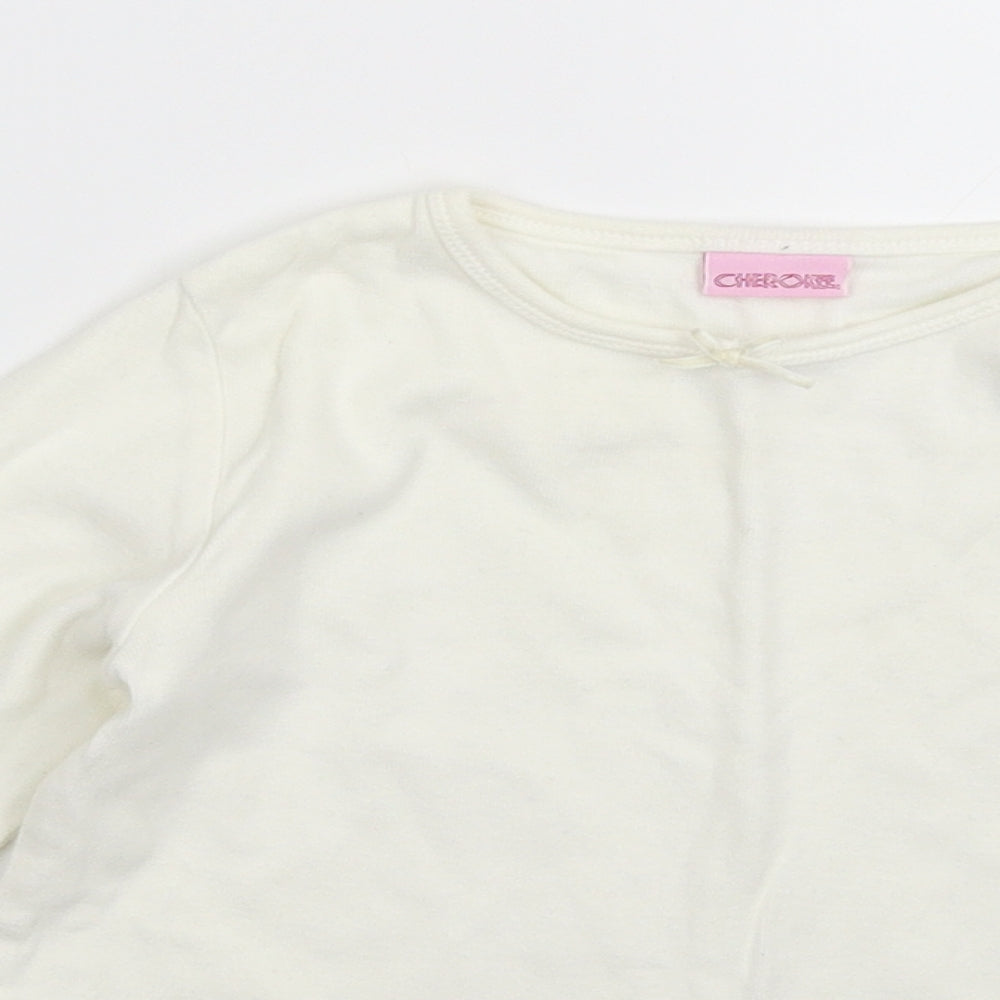 Cherokee Girls White  Knit Pullover Jumper Size 5-6 Years