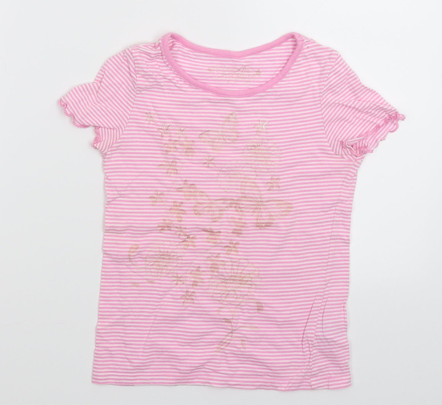Cherokee Girls Pink Striped  Basic T-Shirt Size 7-8 Years