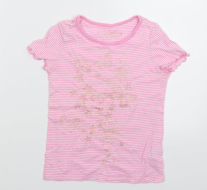 Cherokee Girls Pink Striped  Basic T-Shirt Size 7-8 Years