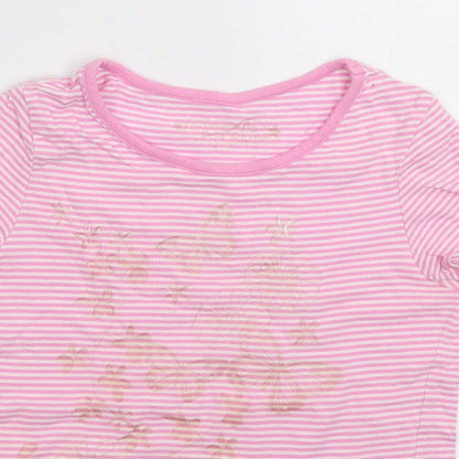 Cherokee Girls Pink Striped  Basic T-Shirt Size 7-8 Years