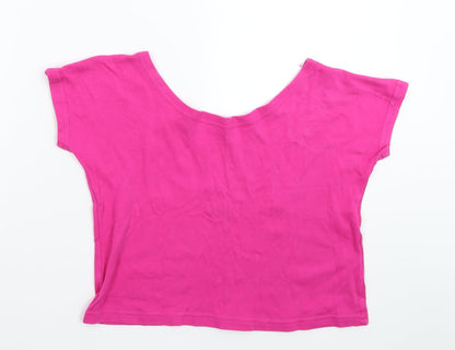 Designs Alike Womens Pink   Cropped T-Shirt Size 8