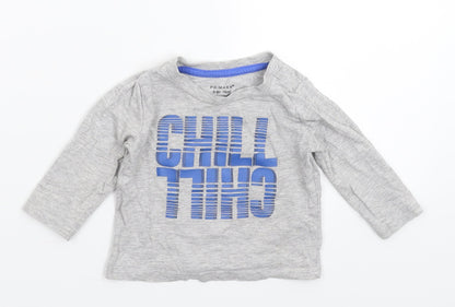 Primark Baby Grey   Basic T-Shirt Size 6-9 Months