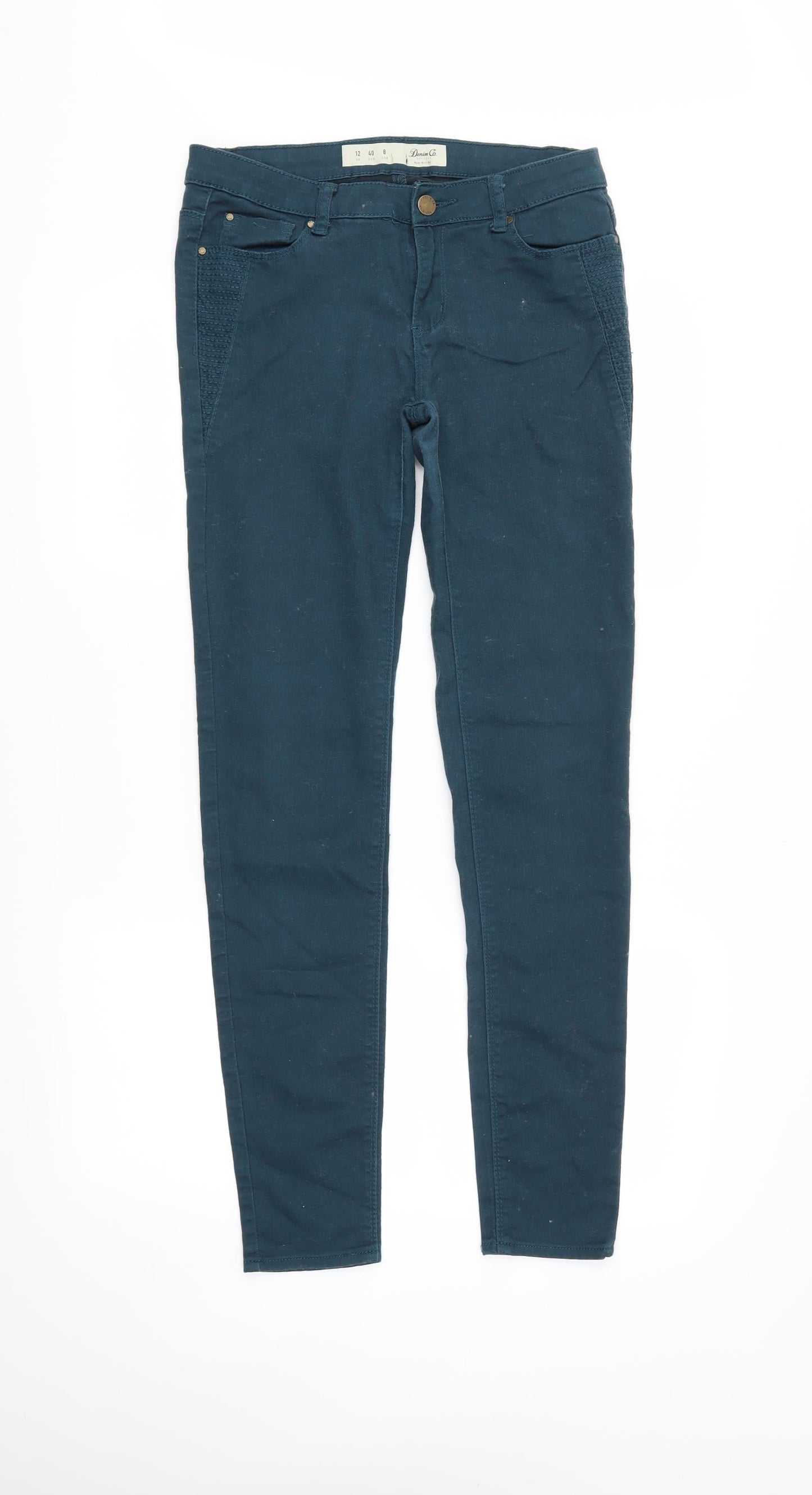 Womens UK Size 12 DenimCo Regular Fit Skinny Green Jeans