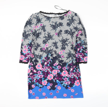 M&Co Womens Blue Floral  Pencil Dress  Size 10